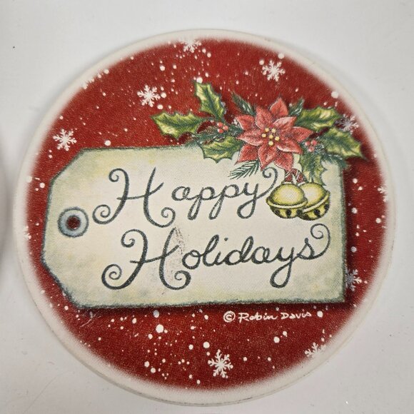 Christmas Poinsettia Coasters – Holiday Drink Coaster Set, Festive Ceramic - Picture 6 of 9